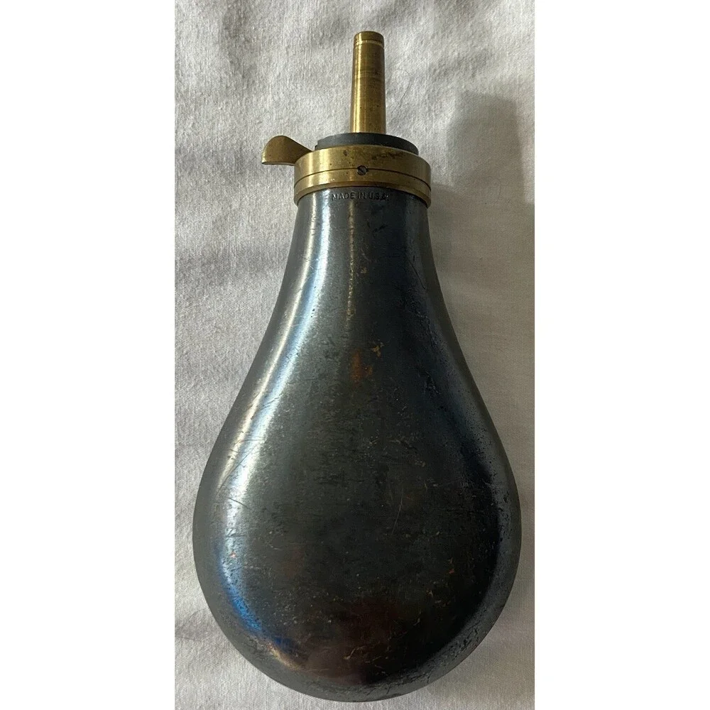 Antique Nineteenth Century Brass & Copper Black Powder Flask